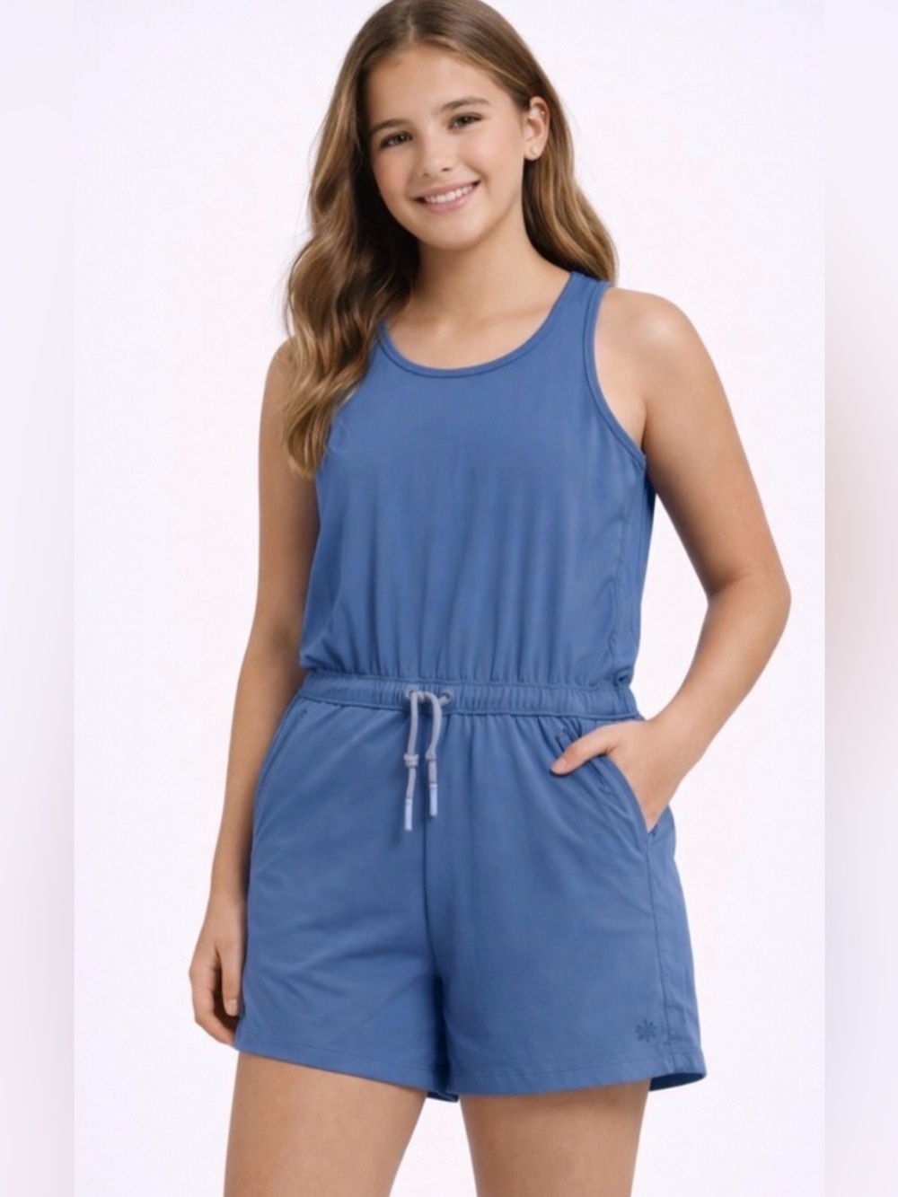 Athleta Girl Blue Athletic Romper XL(14)Drawstring Activewear(A441)✨